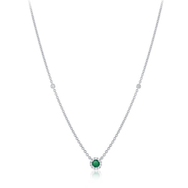 View 18Kw or 18ky/ 18kr Gold Emerald Necklace