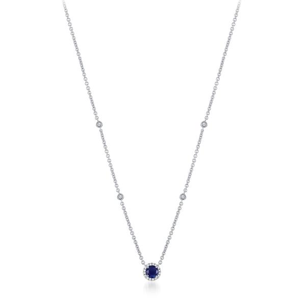 View 18Kw or 18ky/ 18kr Gold Sapphire Necklace