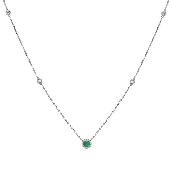 View 14Kw or y/14kr Gold Emerald Necklace