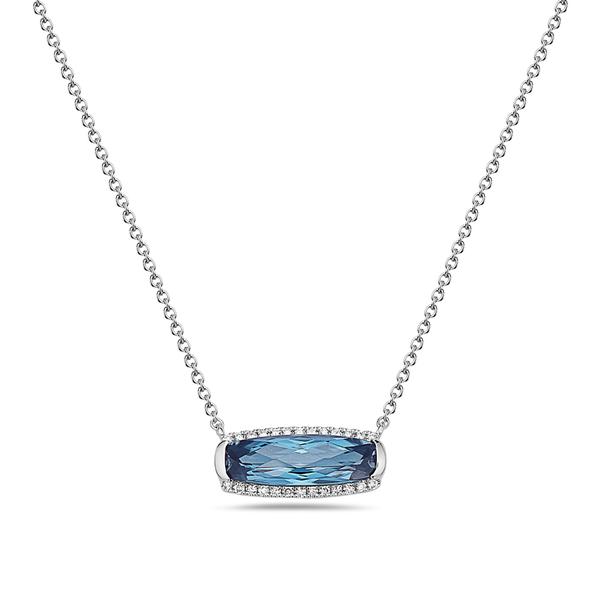 View 14Kw or y/14kr Gold Light Blue Topaz Necklace
