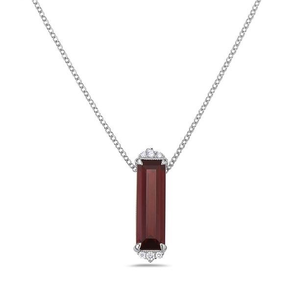 View 14Kw or y/14kr Gold Garnet Necklace