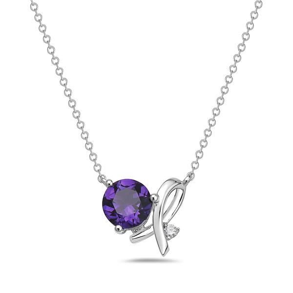 View 14Kw or y/14kr Gold Amethyst Necklace