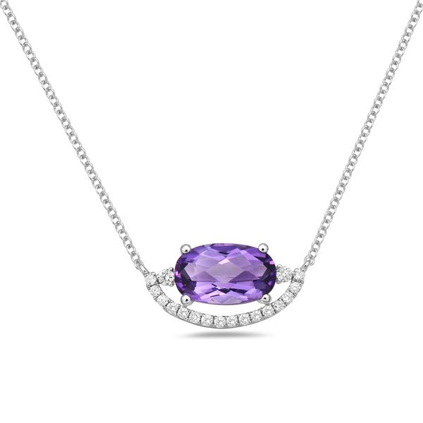 View 14Kw or y/14kr Gold Amethyst Necklace