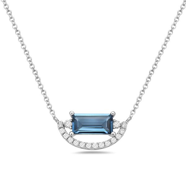 View 14Kw or y/14kr Gold Light Blue Topaz Necklace