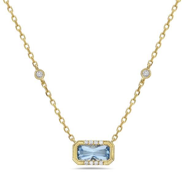 View 14Kw or y/14kr Gold Blue Topaz Necklace