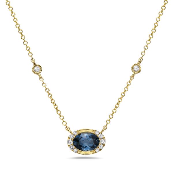 View 14Kw or y/14kr Gold Light Blue Topaz Necklace