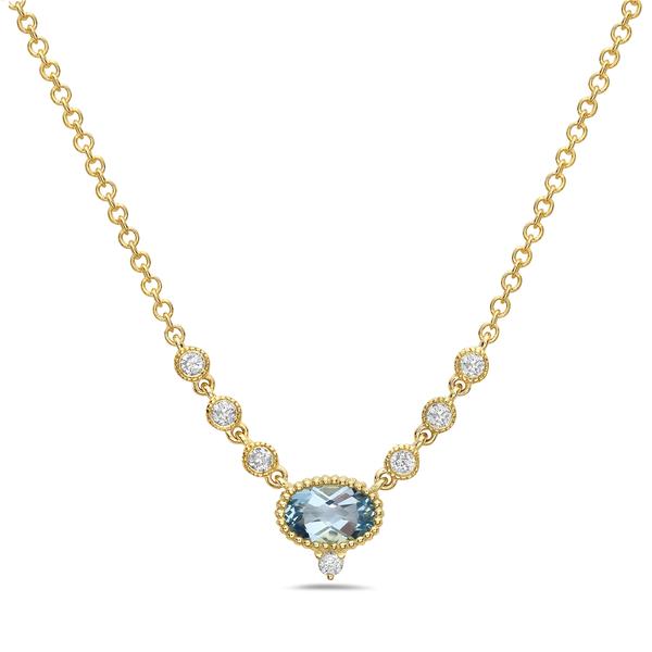 View 14Kw or y/14kr Gold Aquamqrine Necklace