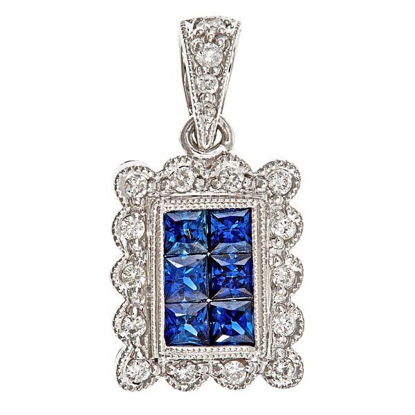 View 14Kw or y/14kr Gold Sapphire Pendant