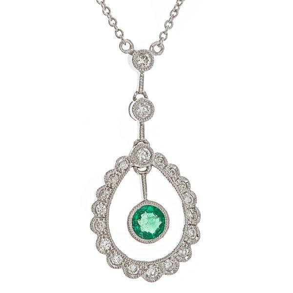 View 14Kw or y/14kr Gold Emerald Pendant