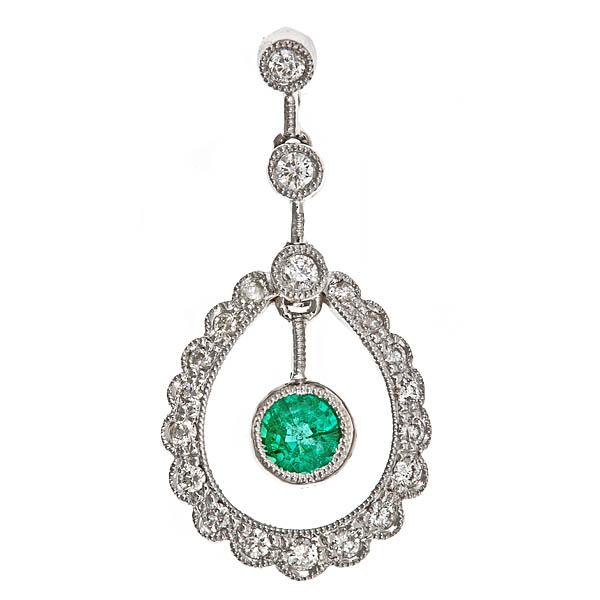 View 14Kw or y/14kr Gold Emerald Pendant