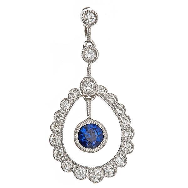 View 14Kw or y/14kr Gold Sapphire Pendant