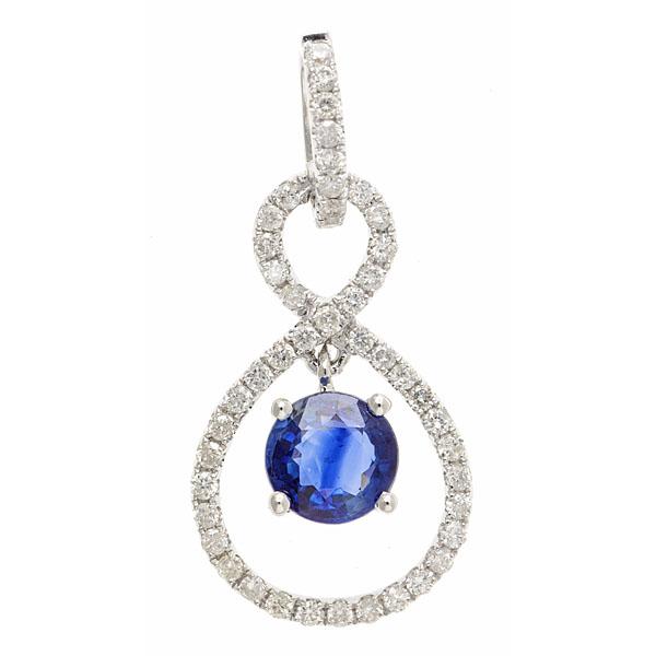 View 14Kw or y/14kr Gold Sapphire Pendant