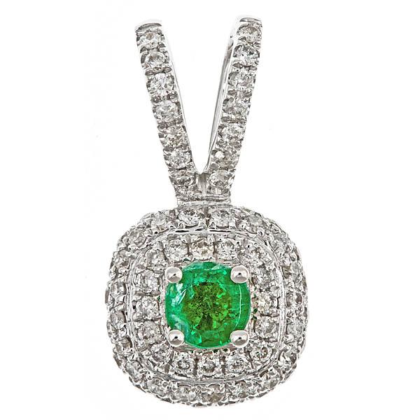 View 14Kw or y/14kr Gold Emerald Pendant