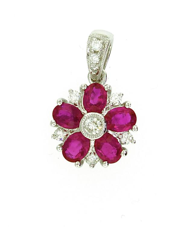 View 14Kw or y/14kr Gold Ruby Pendant