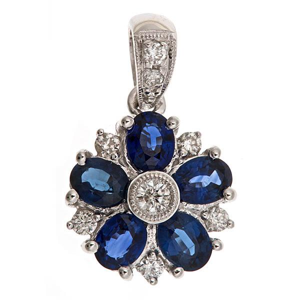 View 14Kw or y/14kr Gold Sapphire Pendant