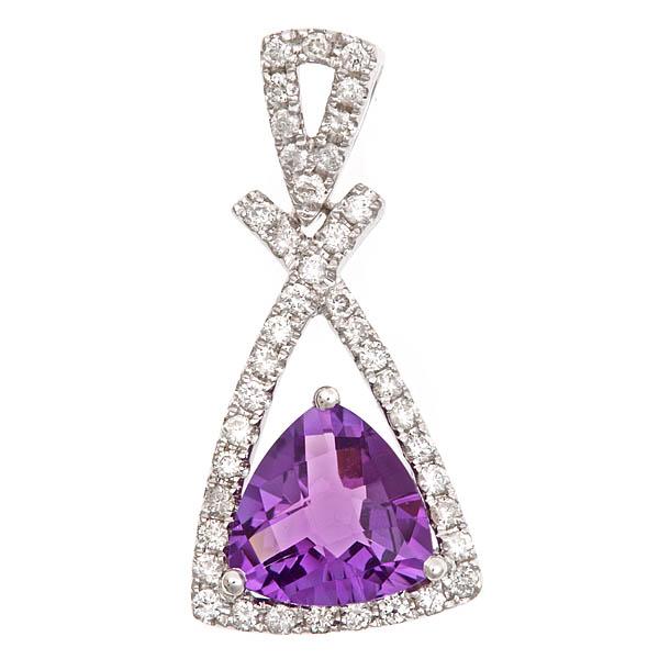 View 14Kw or y/14kr Gold Amethyst Pendant