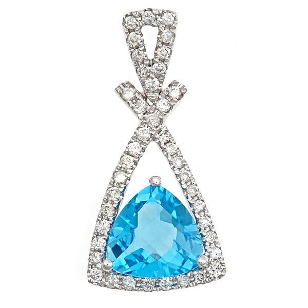 View 14Kw or y/14kr Gold Blue Topaz Pendant