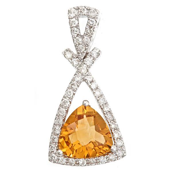 View 14Kw or y/14kr Gold Citrine Pendant