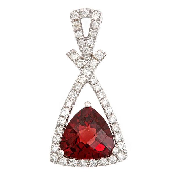 View 14Kw or y/14kr Gold Garnet Pendant