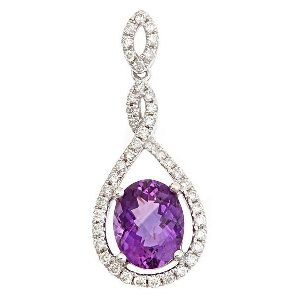 View 14Kw or y/14kr Gold Amethyst Pendant