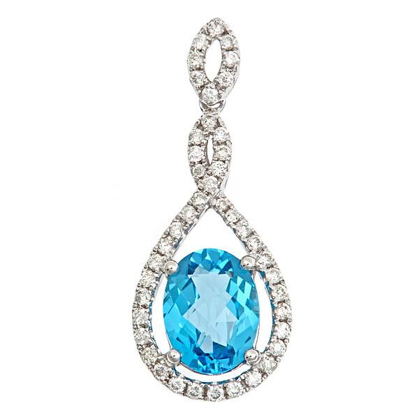 View 14Kw or y/14kr Gold Blue Topaz Pendant