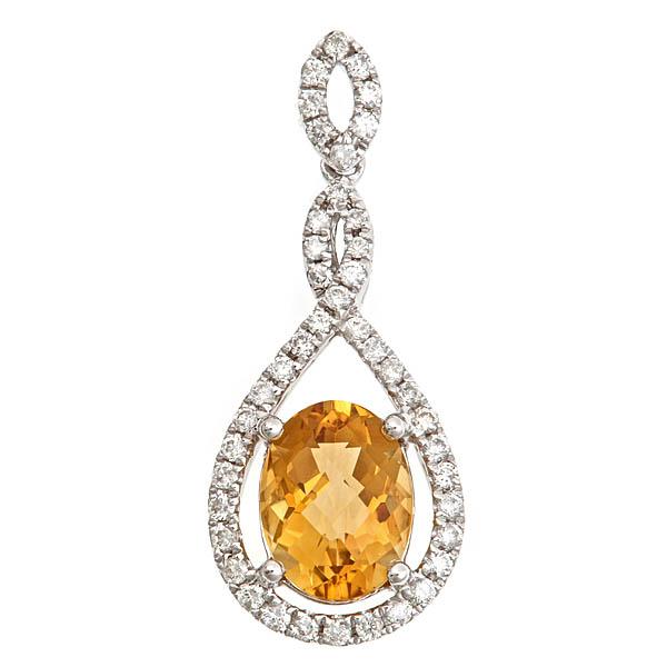 View 14Kw or y/14kr Gold Citrine Pendant