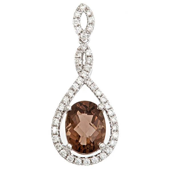 View 14Kw or y/14kr Gold Smoky Quartz Pendant