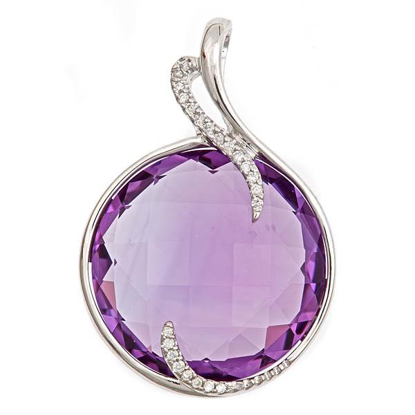 View 14Kw or y/14kr Gold Amethyst Pendant