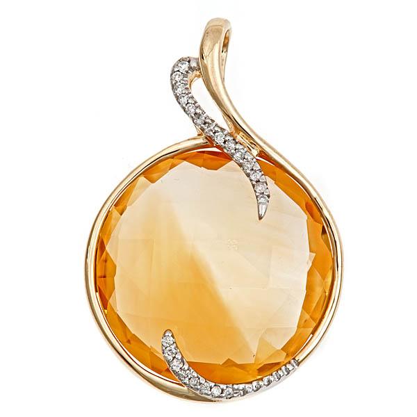 View 14Kw or y/14kr Gold Citrine Pendant