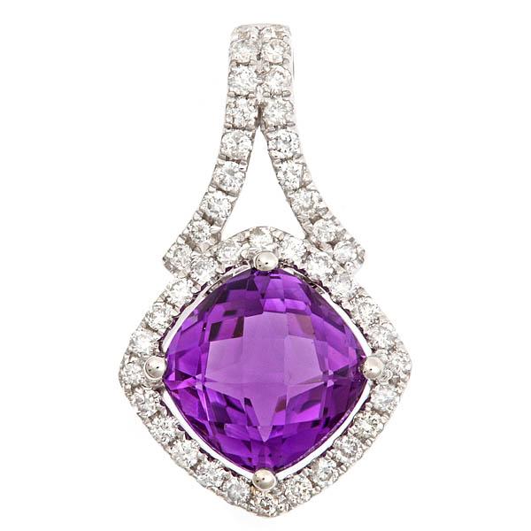 View 14Kw or y/14kr Gold Amethyst Pendant