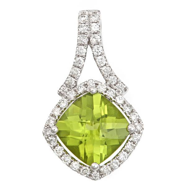 View 14Kw or y/14kr Gold Peridot Pendant