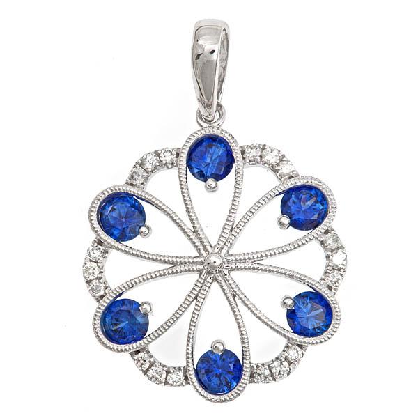 View 14Kw or y/14kr Gold Sapphire Pendant