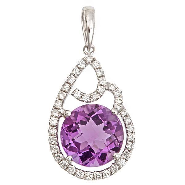 View 14Kw or y/14kr Gold Amethyst Pendant