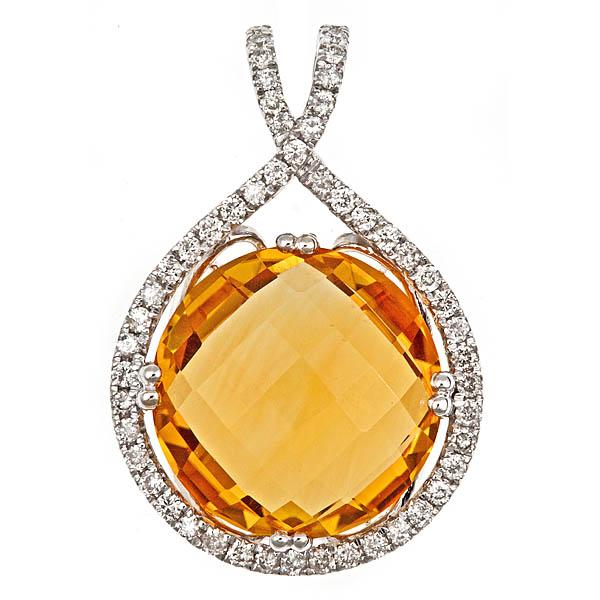 View 14Kw or y/14kr Gold Citrine Pendant