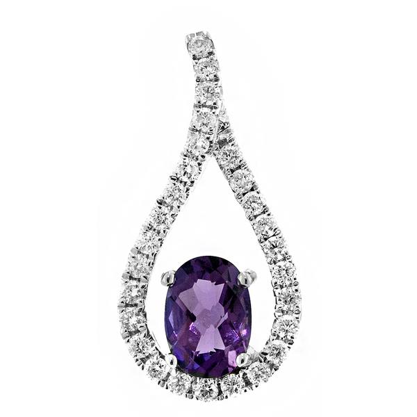 View 14Kw or y/14kr Gold Amethyst Pendant