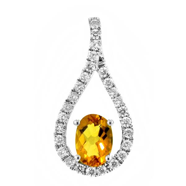 View 14Kw or y/14kr Gold Citrine Pendant