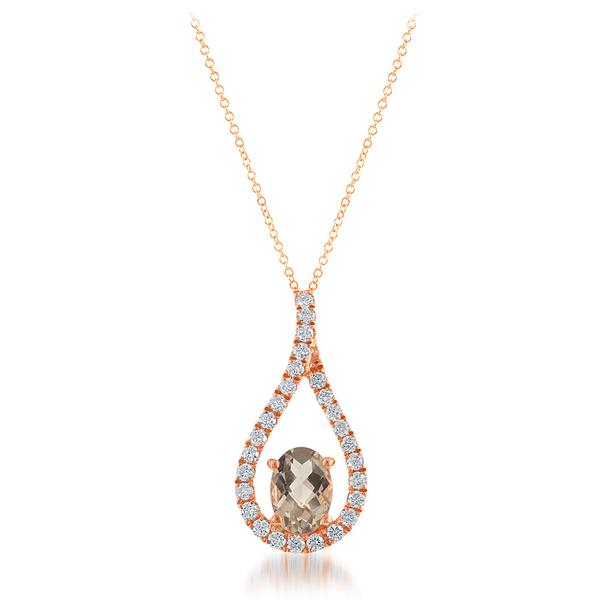 View 14Kw or y/14kr Gold Morganite Pendant