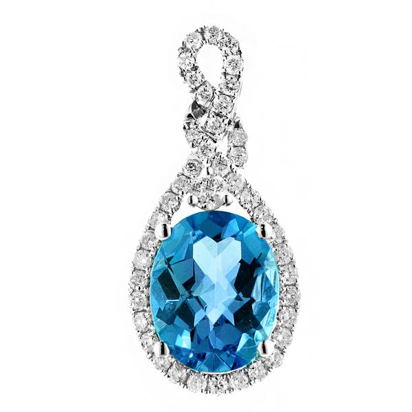 View 14Kw or y/14kr Gold Blue Topaz Pendant