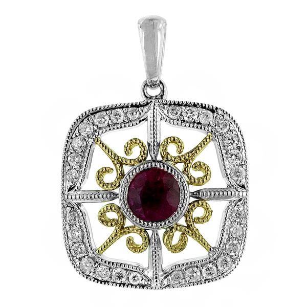 View 14Kw or y/14kr Gold Ruby Pendant