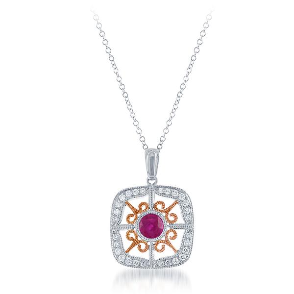 View 14Kw or y/14kr Gold Ruby Pendant