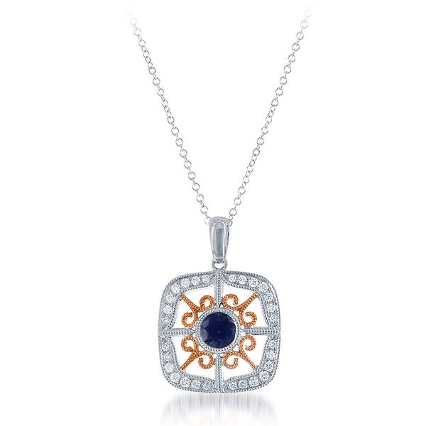 View 14Kw or y/14kr Gold Sapphire Pendant