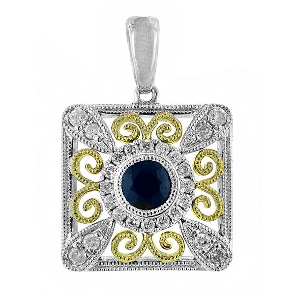 View 14Kw or y/14kr Gold Sapphire Pendant