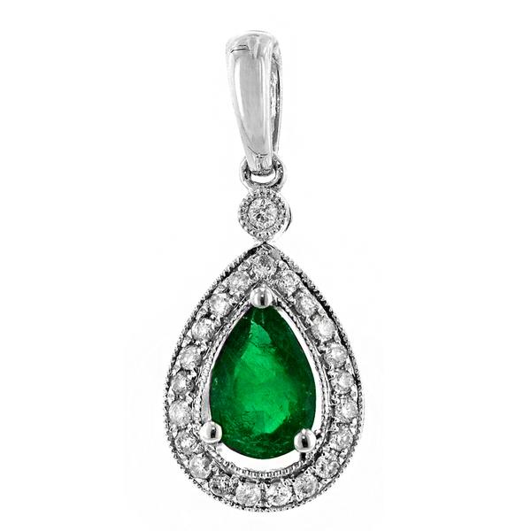 View 14Kw or y/14kr Gold Emerald Pendant