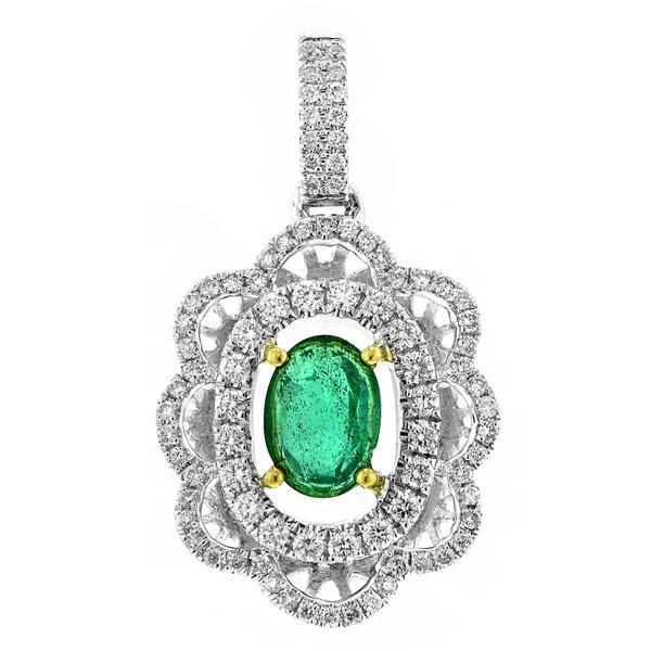 View 14Kw or y/14kr Gold Emerald Pendant