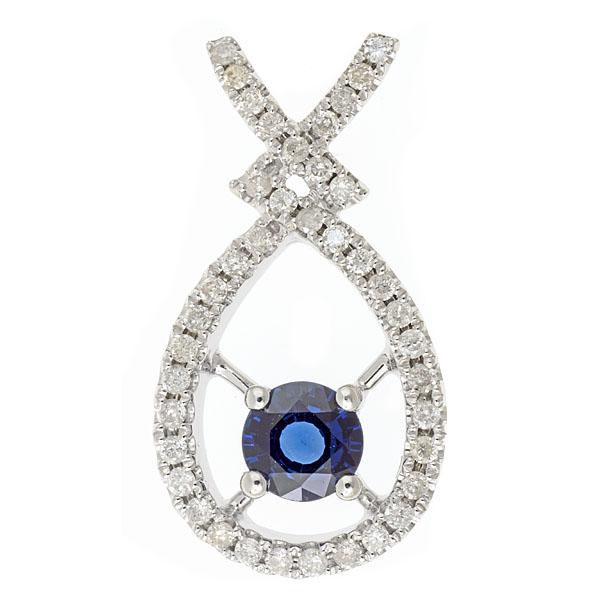 View 14Kw or y/14kr Gold Sapphire Pendant