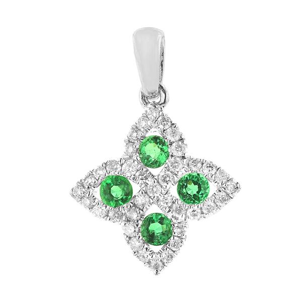 View 14Kw or y/14kr Gold Emerald Pendant