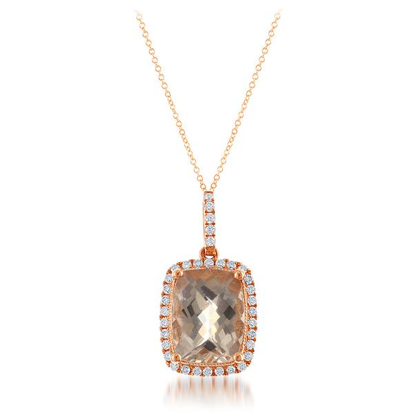 View 14Kw or y/14kr Gold Morganite Pendant