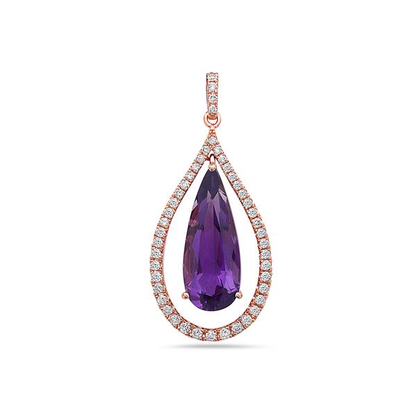 View 14Kw or y/14kr Gold Amethyst Pendant