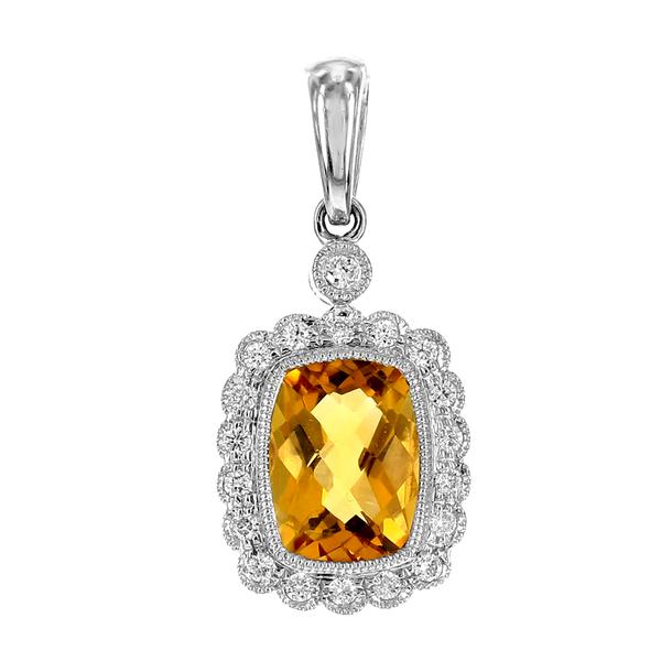 View 14Kw or y/14kr Gold Citrine Pendant