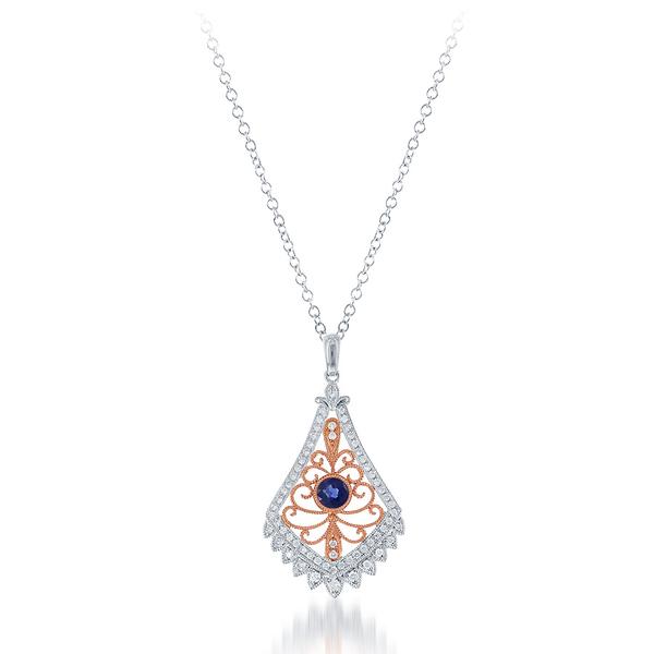 View 14Kw or y/14kr Gold Sapphire Pendant